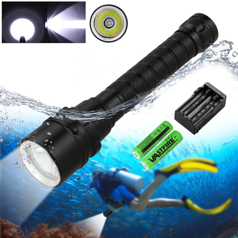 Powerful LED Diving Flashlight Super 20000LM Professional Underwater Torch IPX8 Waterproof rating Lamp Using 18650 Battery light