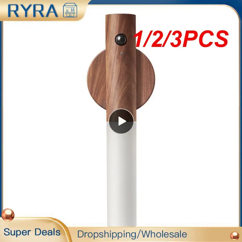 

1/2/3PCS Dafify LED USB Magnetic Wood Wireless Night Light Corridors Porch Lights PIR Motion Sensor Wall Light Cabinet Lamp