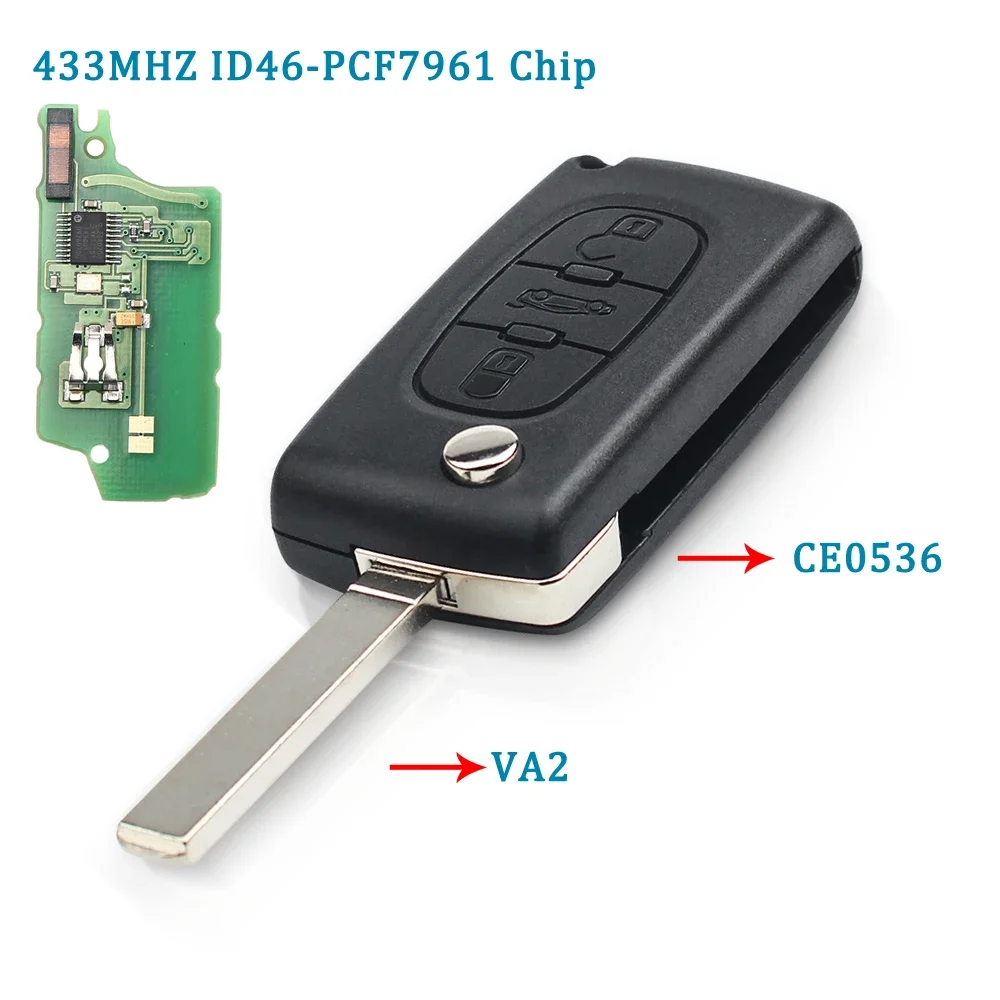 

Ключ дистанционного управления KEYYOU CE0523/CE0536 для Peugeot 207 208 307 308 406 407 408 433 МГц ID46 - PCF7941 схема HU83/VA2 для CITROEN C1 C2 C3 C4 C5 Berlingo Picasso Vehicle