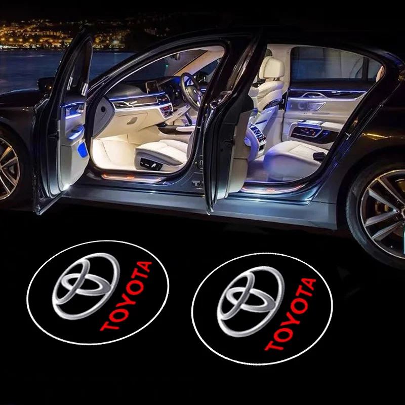 Фото Для Toyota Hilux GR Yaris Ractis Corolla Camry Rav4 Cruiser CHR 2 шт. Новая автомобильная светодиодная лампа приветствия Беспроводной HD проект Украсьте свет №1