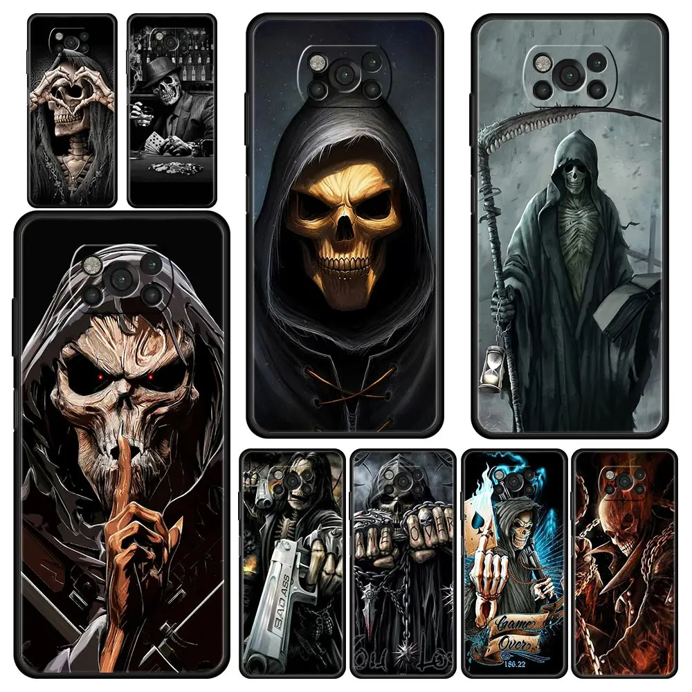 

Grim Reaper Skull Skeleton Phone Case For Xiaomi Mi Poco X3 NFC M3 12 12T X4 M4 F4 Pro F3 Note 10 Lite 11 Ultra 10T 5G 9T Cover