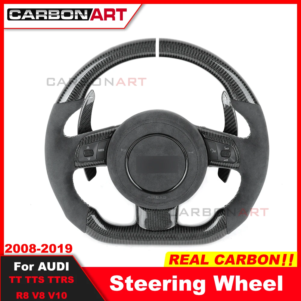 

For R8 Carbon Flat Bottom Steering Wheel Upgrade Steering Wheel For audi TT TTS TTRS R8 V8 V10 2008-2019