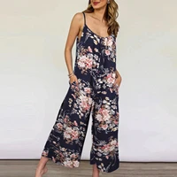 2022 summer new womens casual loose suspender jumpsuit female lady fashion sleeveless rompers