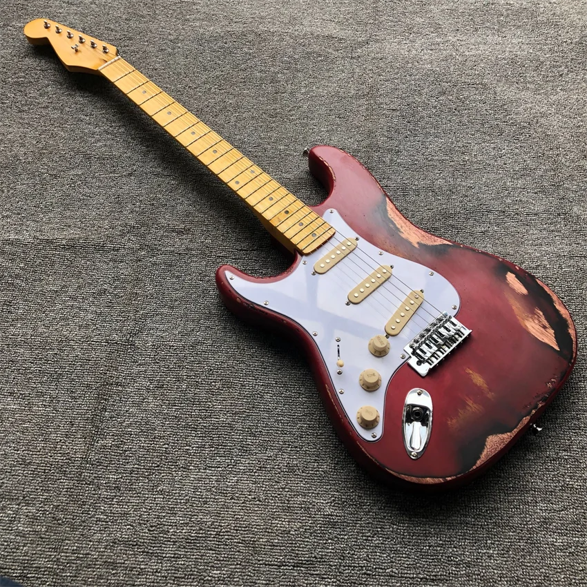 Inventory, left hand vestigial electric guitar, red, cow bone string pillow,. Factory wholesale and retail, free shipping