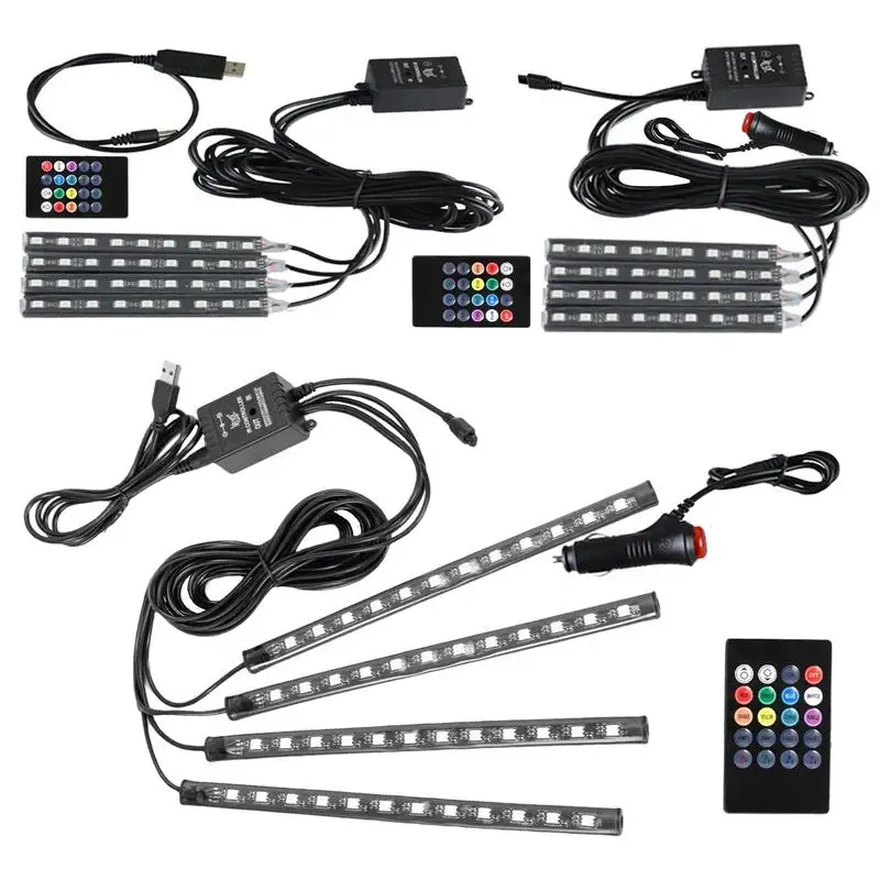 

DC12V Car Interior Mouldings Ambient Lights Automotive LED Remote Control USB Strip Lights For Cars Inside Decorations