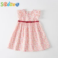 sodawn 2022 new summer flying sleeve floral dress casual dress sundress kid clothes children dress for 2 6 years