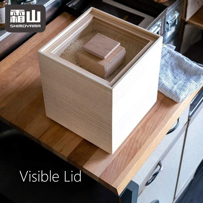 SHIMOYAMA большой контейнер для хранения риса деревянный еды с крышкой мерным