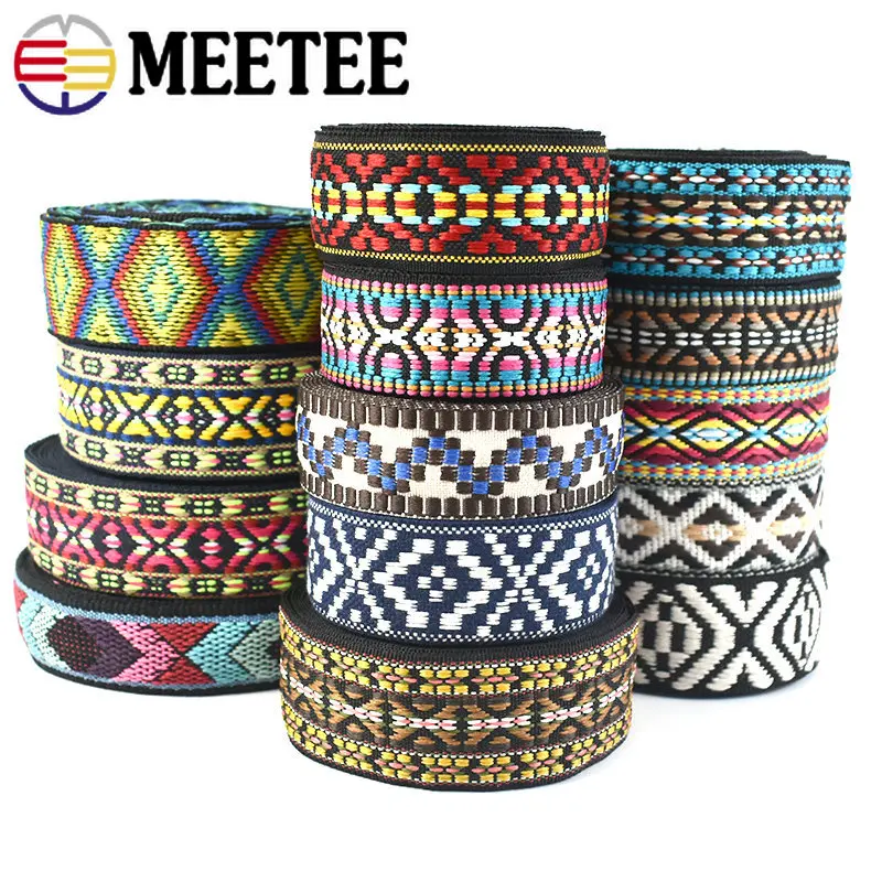 5Yard Polyester Jacquard Webbing Tape 30/38mm Ethnic Ribbon Shoulder Bag Strap Decorative Band Garment Sewing Fabric Accessories images - 6