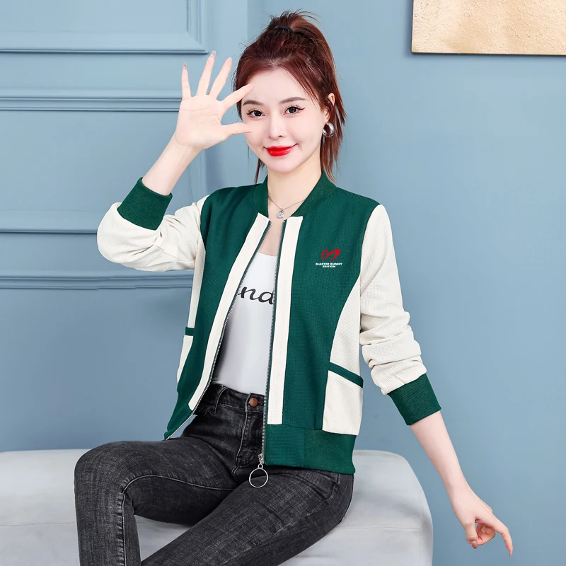 

Golf Wear Spring and Autumn Korean Women's Baseball Jacket Women's Long Sleeve Harajuku Top Casual Women's Spliced Jacket Coat