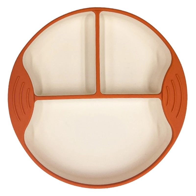 

N80C Cute Baby Suction Plate Baby Plate Silicone Suction Toddler Plate Self Feeding Training Divided Plate Non-Slip Silicone