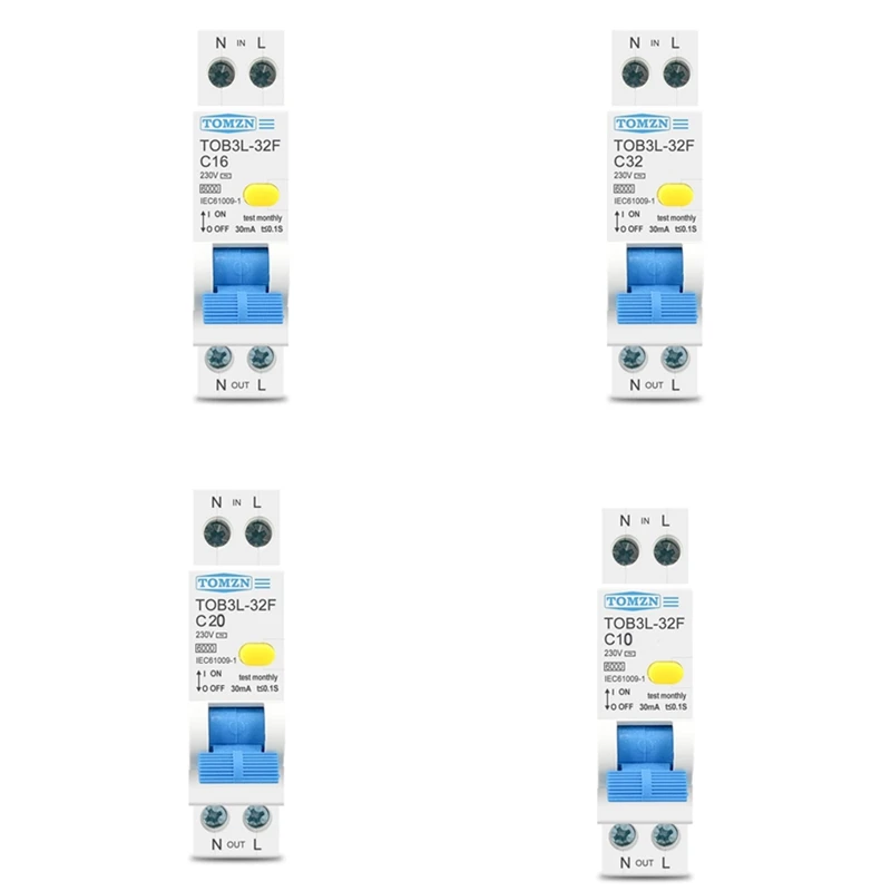 

TOMZN 18MM 230V RCBO 1P+N 6KA Residual Current Differential Automatic Circuit Breaker With Over Current Leakage Protection