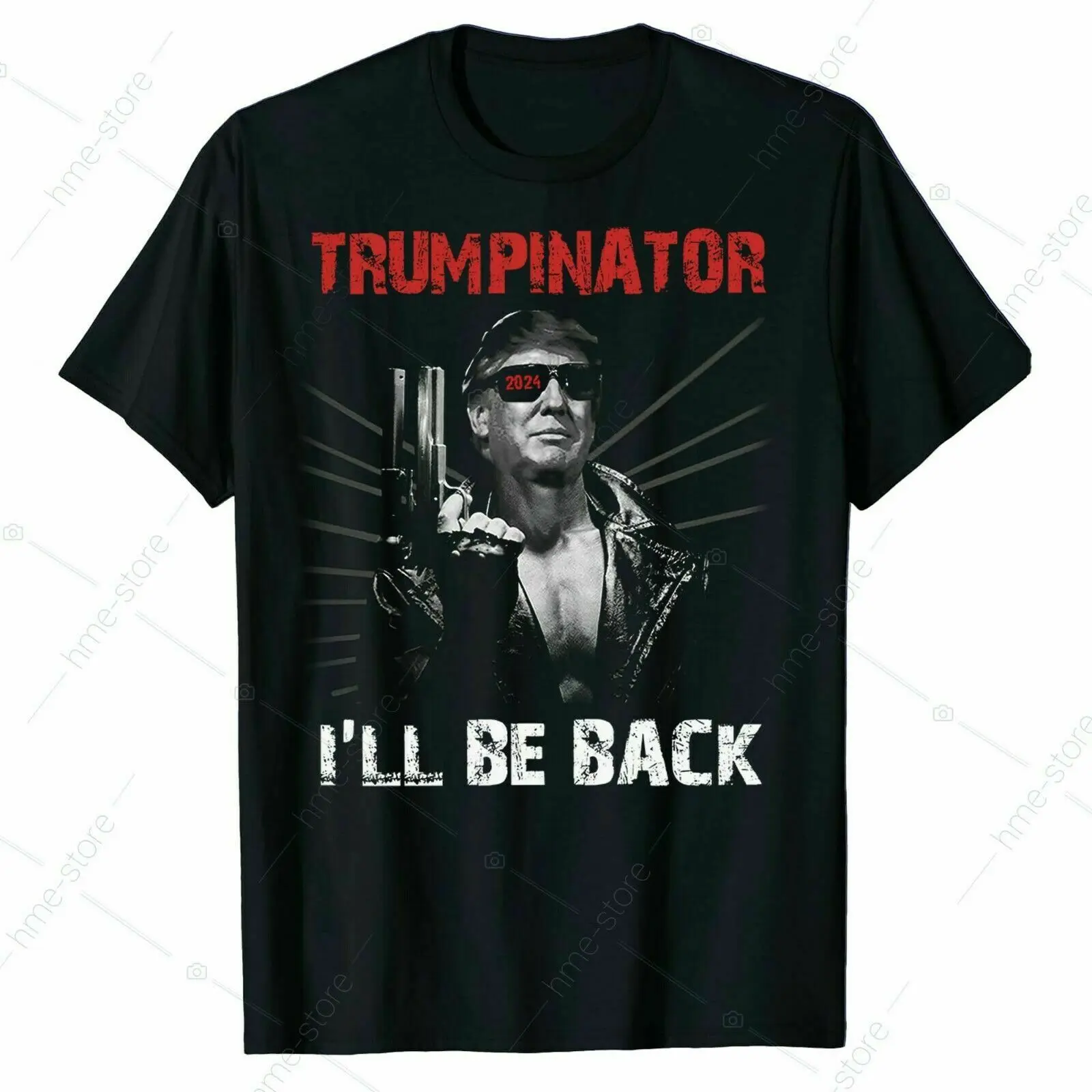

President Donald Trump 2024 Election Funny Trumpinator I'll Be Back T-Shirt. Premium Cotton Short Sleeve O-Neck Mens T Shirt New