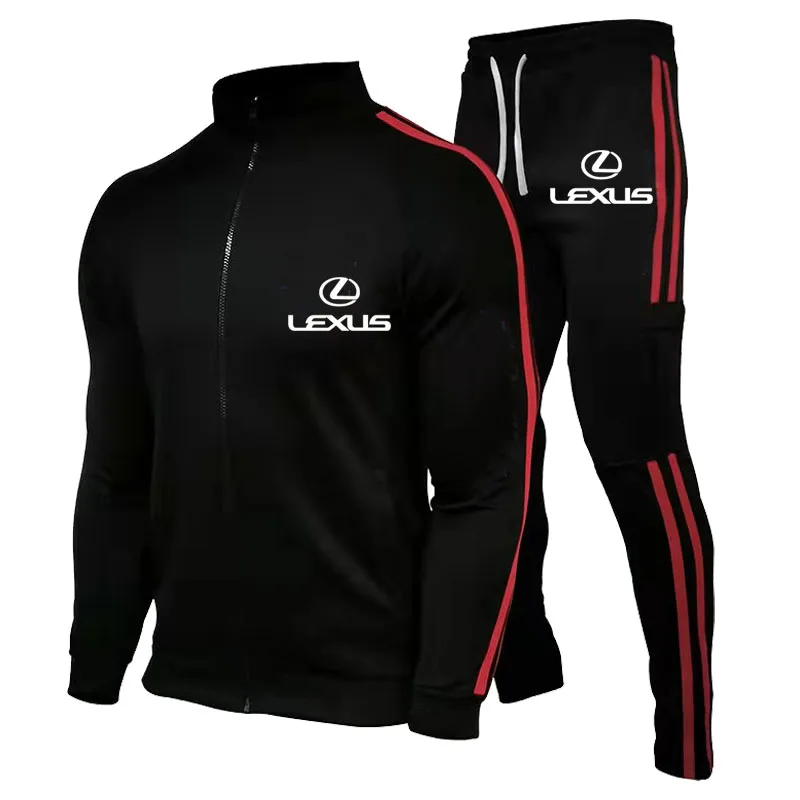 

2022 Mens Striped Tracksuit LEXUS Car Logo Print Hoodie Sports Suits 2 Piece Hoodies&Pants Sportswear Jogging Casual Sets