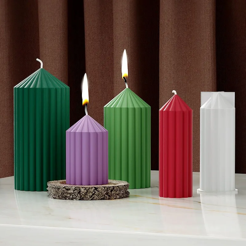 

3D Striped Pillar Silicone Candle Making Mold Geometric Aromatherapy Soap Resin Mold DIY Craft Home Decor Candle Making Molds