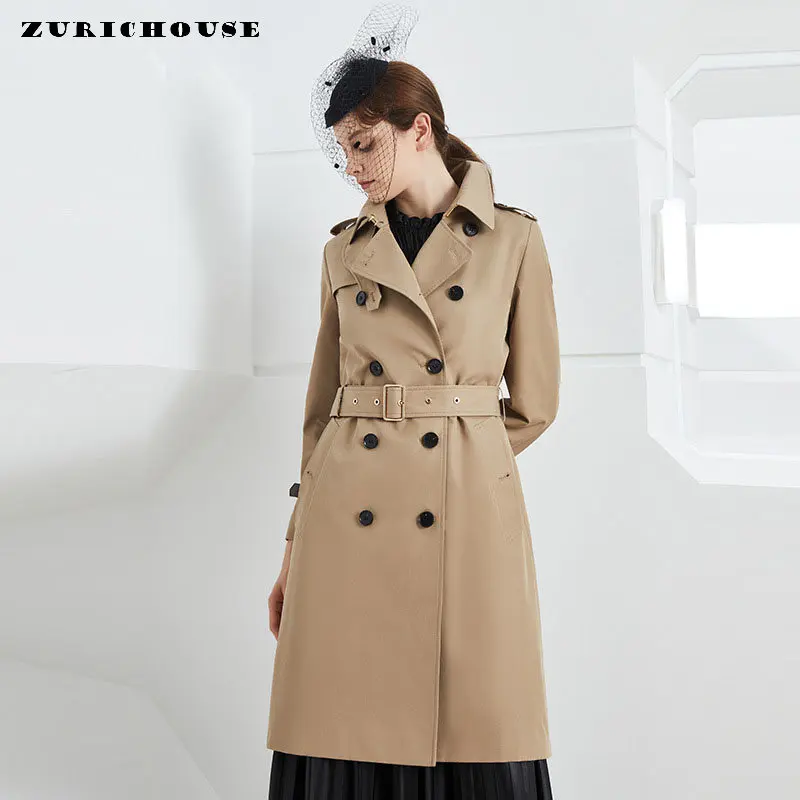 

Spring Autumn Long Trench Coats for Women Fashion Double-breasted Belted Temperament Slim Women Coat Manteau Printemps Femme