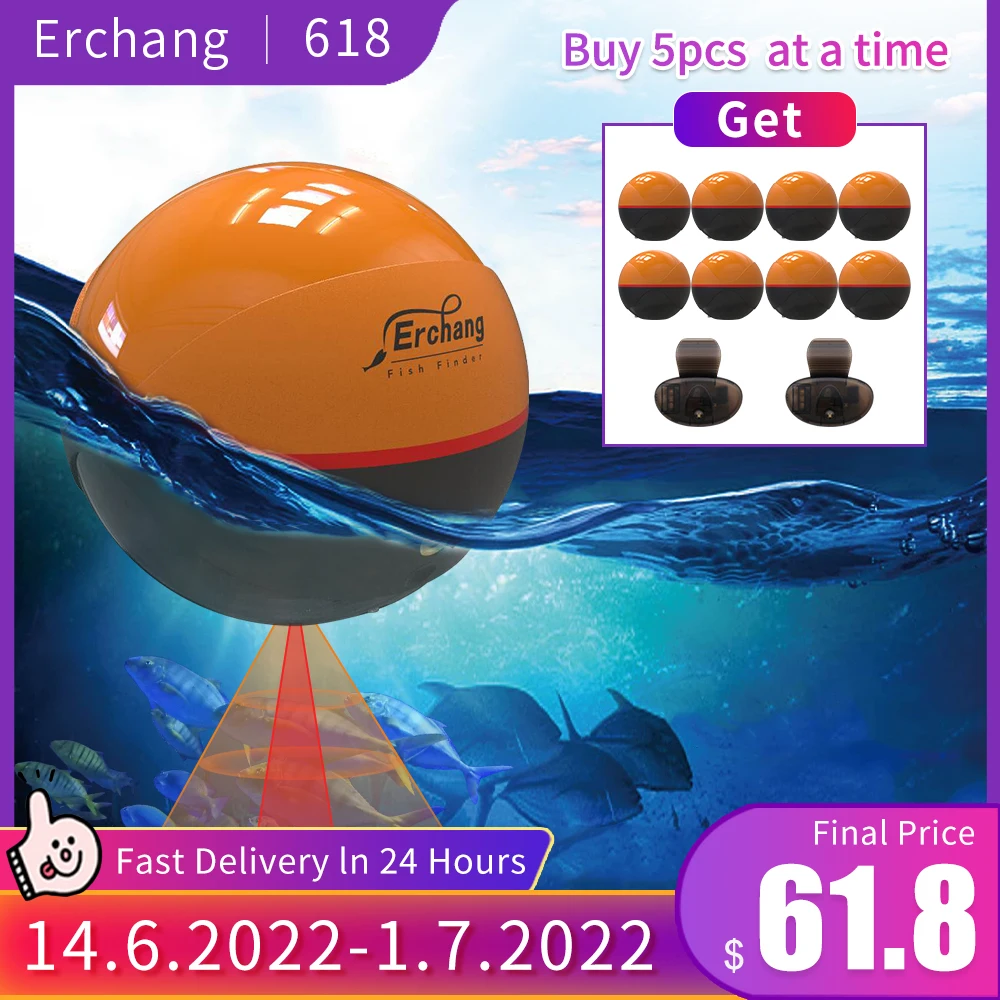 

Беспроводной эхолот Erchang F68, портативный глубинный эхолот, двухчастотный сонар, датчик сигнализации, эхолот для IOS и Android