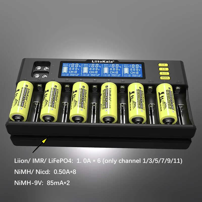 5 шт./лот LiitoKala Lii-S12 21700 9 В ЖК-дисплей для 1 2 3 8 7 IMR NiMH/Cd 18650 26650 26700 AA AAA зарядное