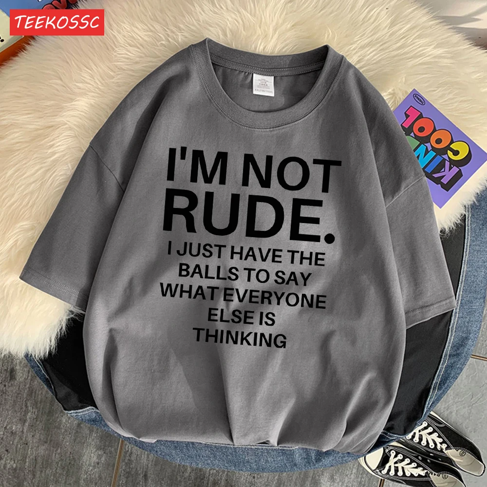 Мужская футболка с принтом надписи Я не груб и круглым вырезом