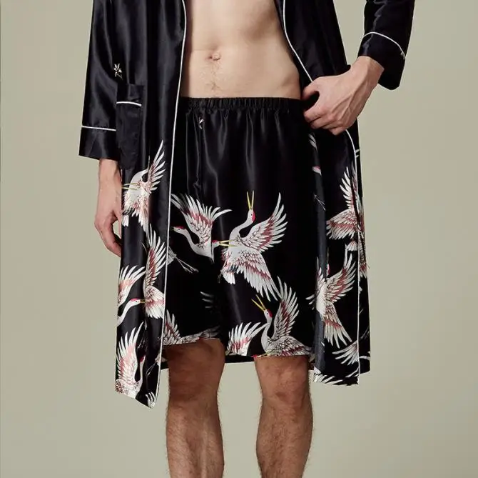 

Schlafanzughose Men Sleep Bottoms Simulation Tiger Printing Silk Lingerie Men Animal Print Long Sleep Pants pajamas for men