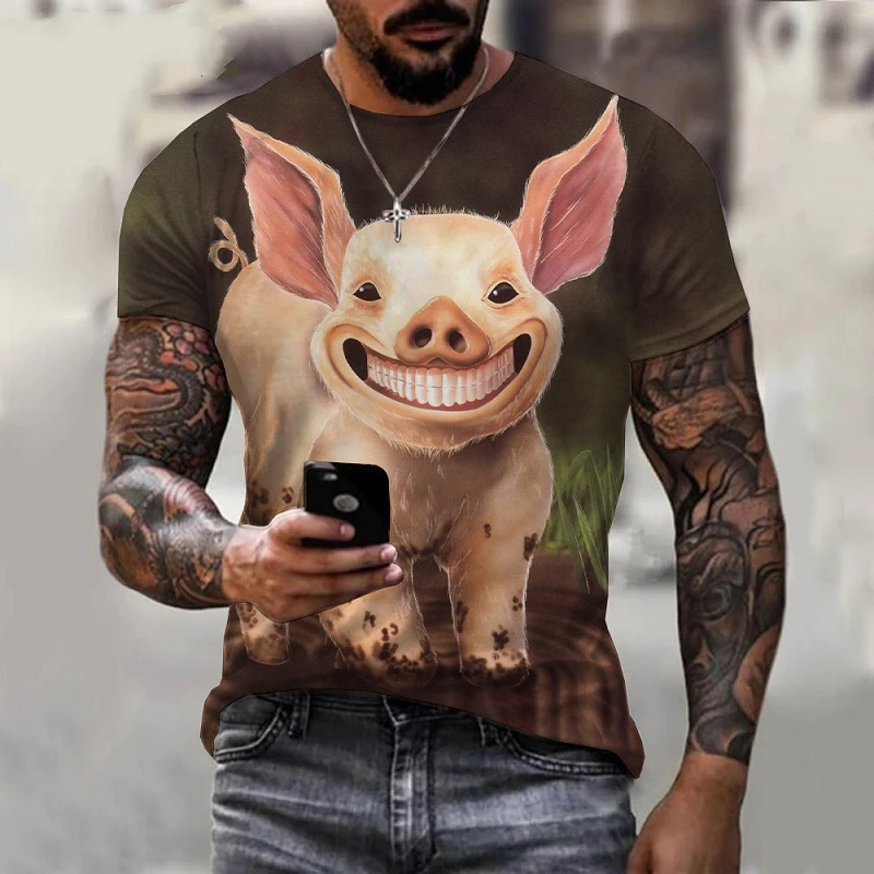 

2023 Summer Tshirts Popular Novelty Animal Pig 3d Print T-shirt Funny Pigs Casual Top Breathable And Comfortable Sof T Shirt Men