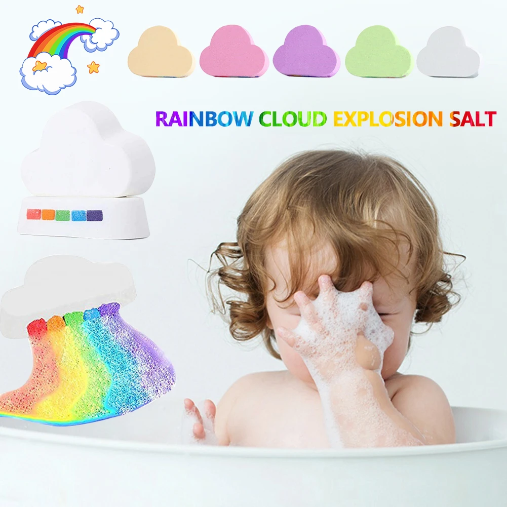

110g Clouds Rainbow Bath Salt Natural Skin Care Bath Salt Exfoliating Moisturizing Bubble Bath Bombs Ball For Adults Kids