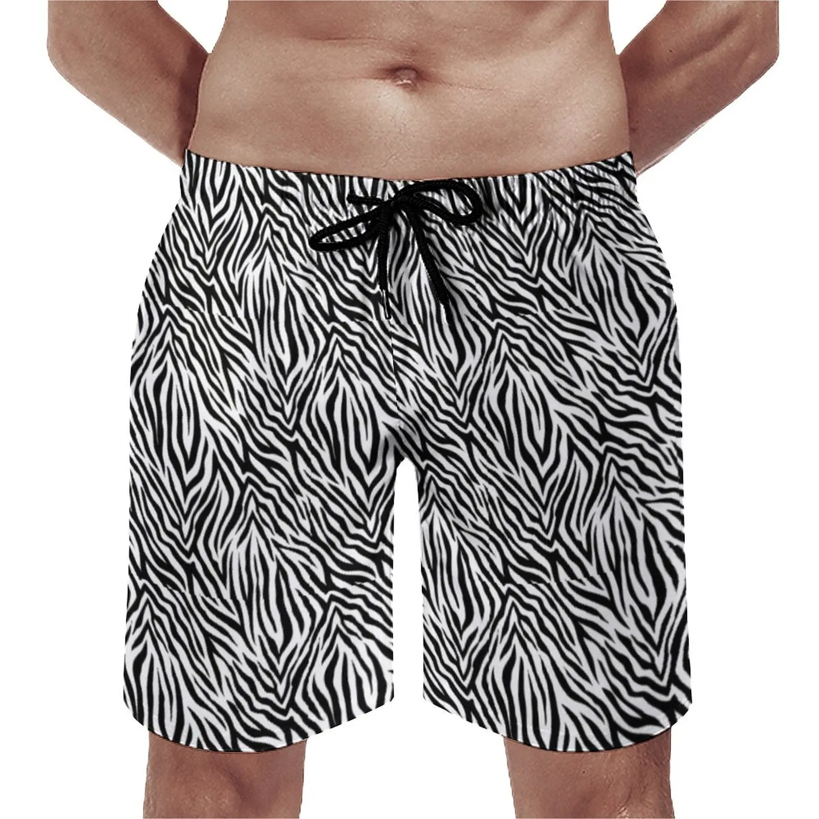 

Zebra Stripes Board Shorts Animal Print Casual Beach Shorts Men Design Sports Fitness Quick Dry Swimming Trunks Birthday Present