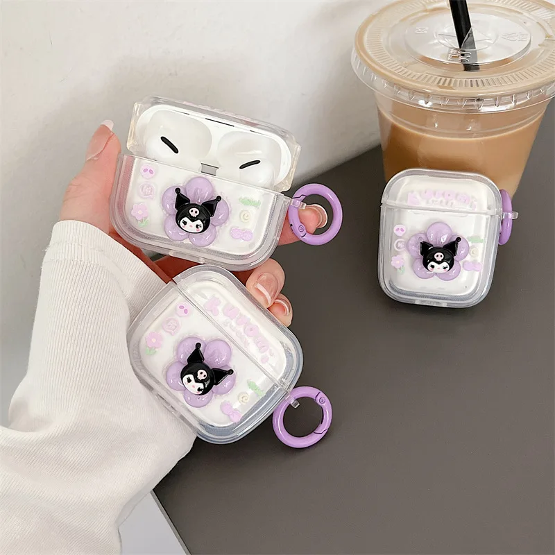 

Purple Flower Skeleton Cat Case for AirPods 1 2 3 Pro Case Cover Bluetooth Earbuds Charging Box Protective Cases for Airpods