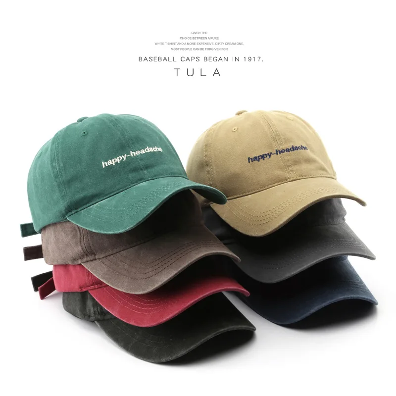 

Washed Distressed Retro Alphabet Embroidered Peaked Cap Outdoor Women's Sun Protection Sun Hat Men's Baseball Hat
