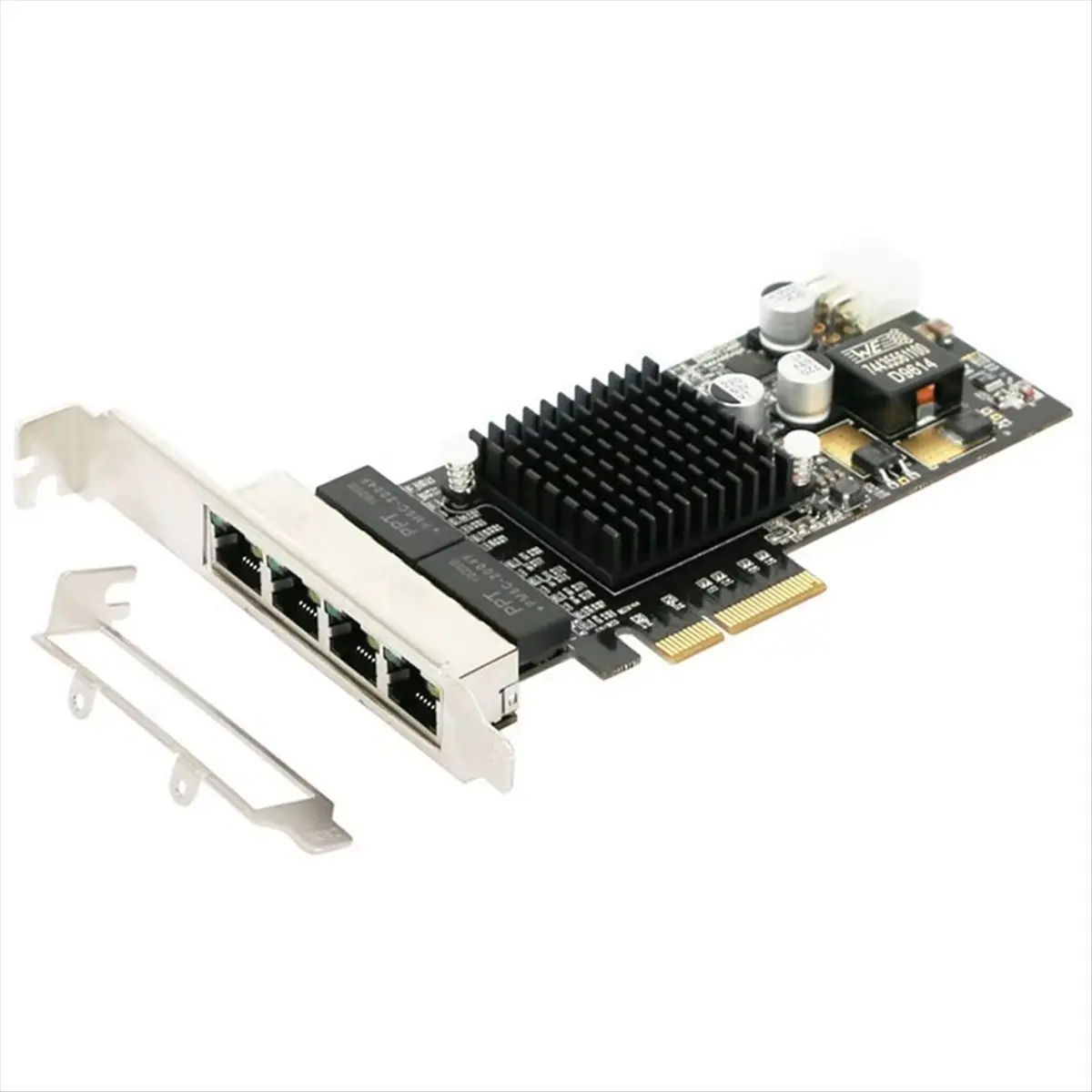 Фото [ABPO] 4-портовая сетевая карта PCIE POE 10/100/1000M Гигабитный промышленный Ethernet-конвертер PCI-E 1x адаптер Чип Intel350 №1