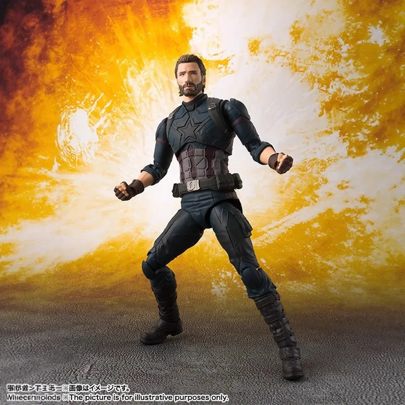 Фото В наличии: Коллекционная подвижная фигурка Капитана Америки из серии SHF Avengers 3: Infinity War, модель из ПВХ для декора рабочего стола №5