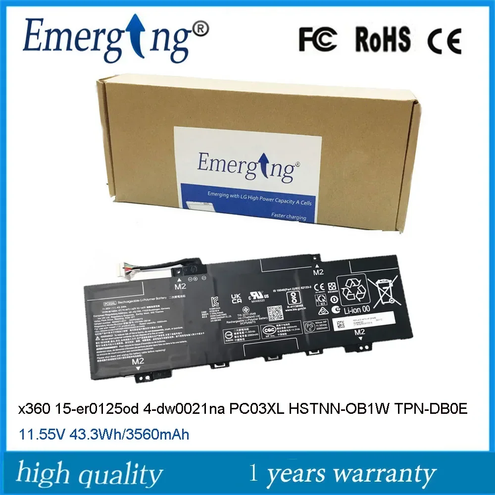 Оригинальный аккумулятор для ноутбука PC03XL 11 55 В 43 3 Втч 3560 мАч HP Pavilion x360 15-er0125od