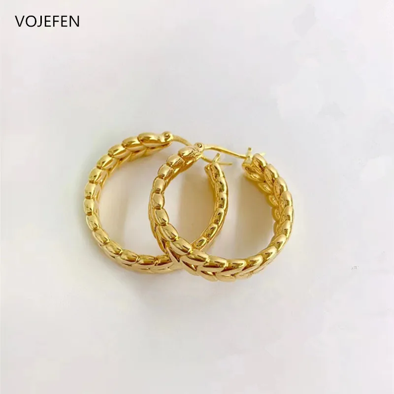

VOJEFEN 18 K Hoops Earings For Woman Earrings Rings Large Charms Round Earring Circle Luxury New 2023 Trending Designer Jewelry