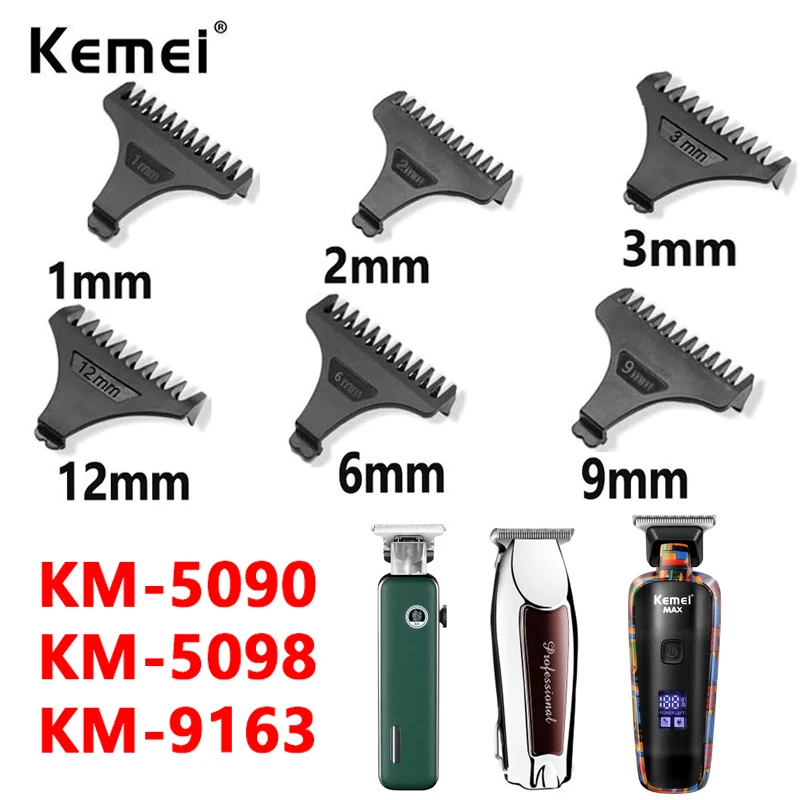 Kemei 0mm Hair Trimmer Limit Comb Universal Black Guards Hairdresser Hair Cutting Guide for KM-5090 KM-5098 1 2 3 6 9 12mm