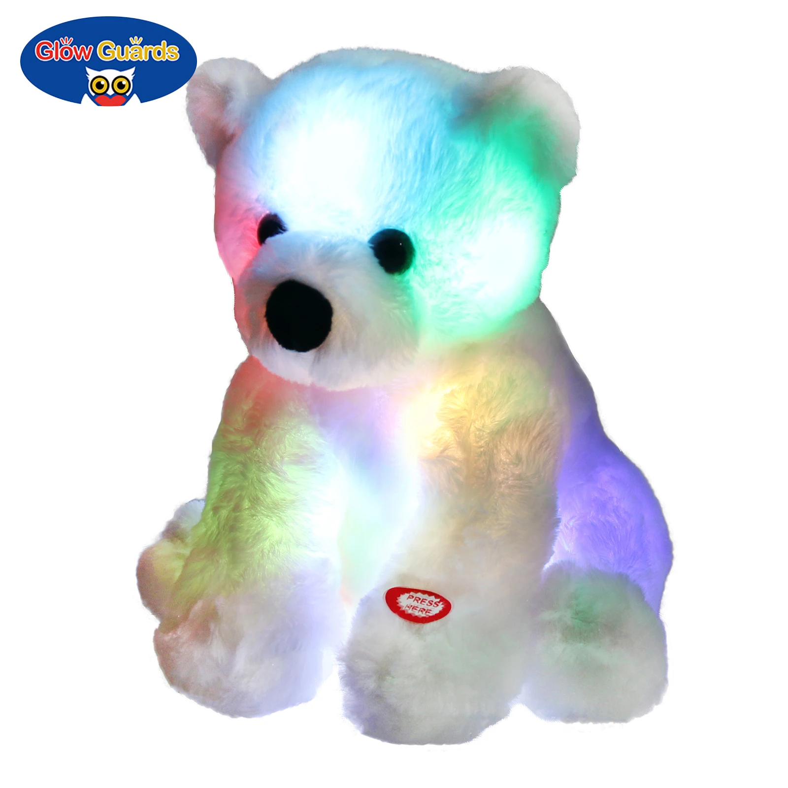 

Bstaofy 8inch Light up White LED Teddy Bear Stuffed Animal Soft Plush Toy Glow in The Night Birthday Valentines for Toddler Kids