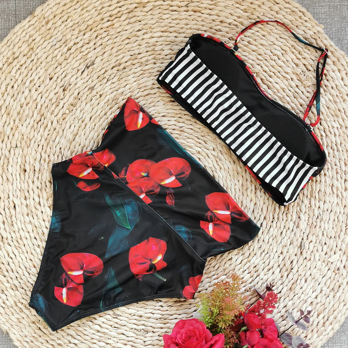 Новинка 2025 года купальник без бретелек с высокой талией бразильский комплект