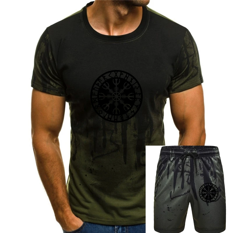 

Мужская футболка со шлем AWE 1, скандинавские футболки с рисунком норвежских символов эгиш-джальмура, Мужская футболка с коротким рукавом
