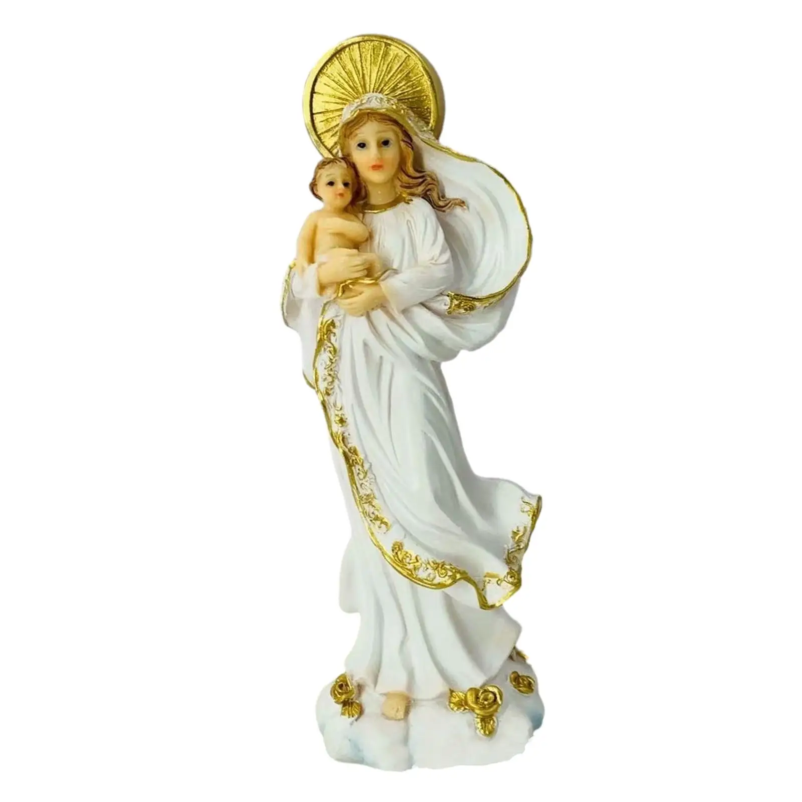 

Resin Mary Jesus Statue Figurine Tabletop Figurine Collection Lady of Grace Figurine for Bedroom Car Shelf Home Tabletop