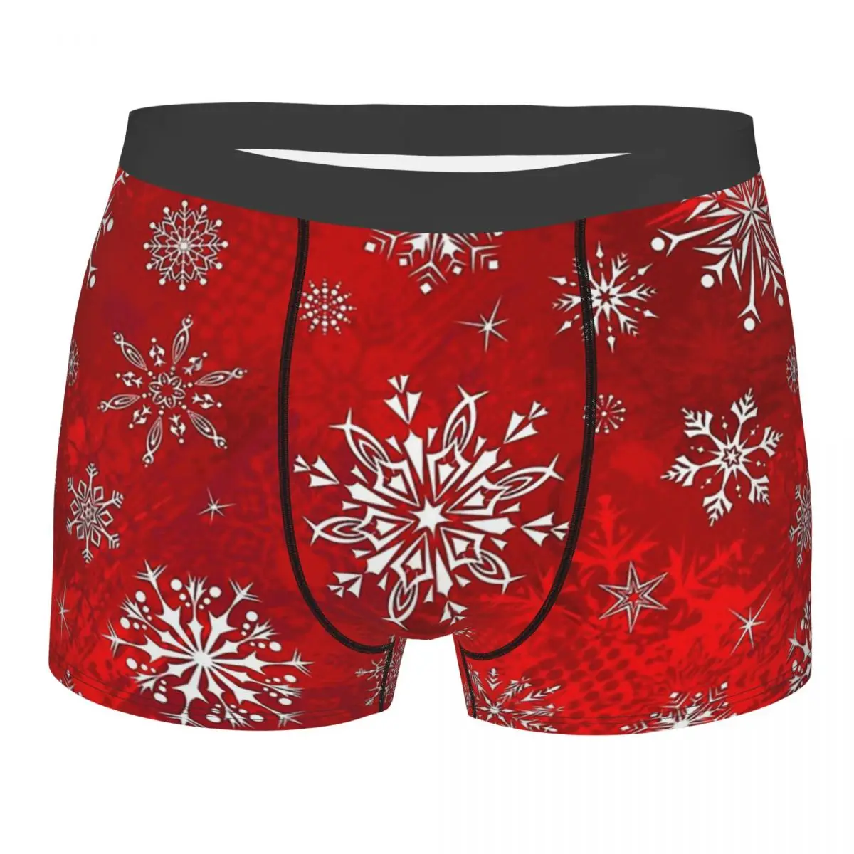 

Red Gradient Snowflakes Happy Merry Christmas Underpants Homme Panties Men's Underwear Sexy Shorts Boxer Briefs