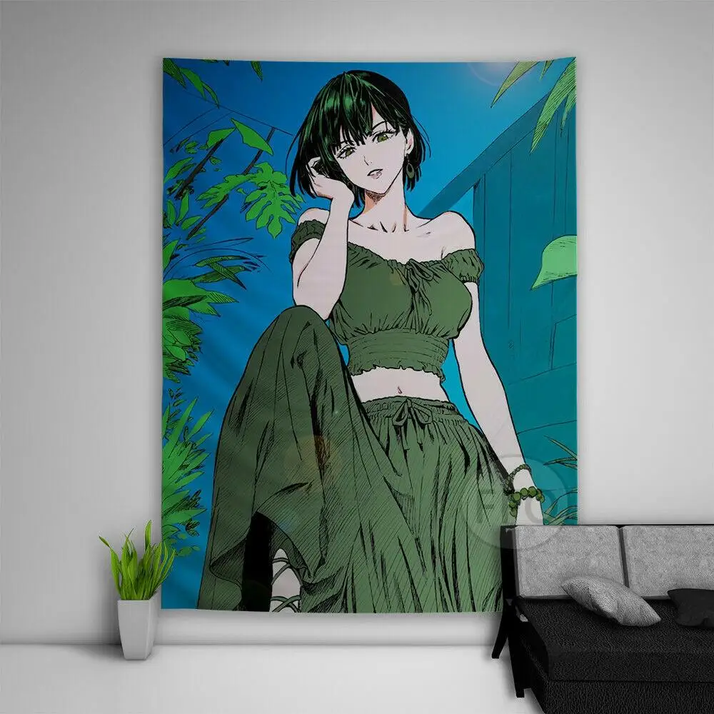 

Kawaii Anime Girl Tapestry Wall Hanging Aesthetic One Punch Fubuki Tapestries Room Decor Illustration Paintings Home Decoration