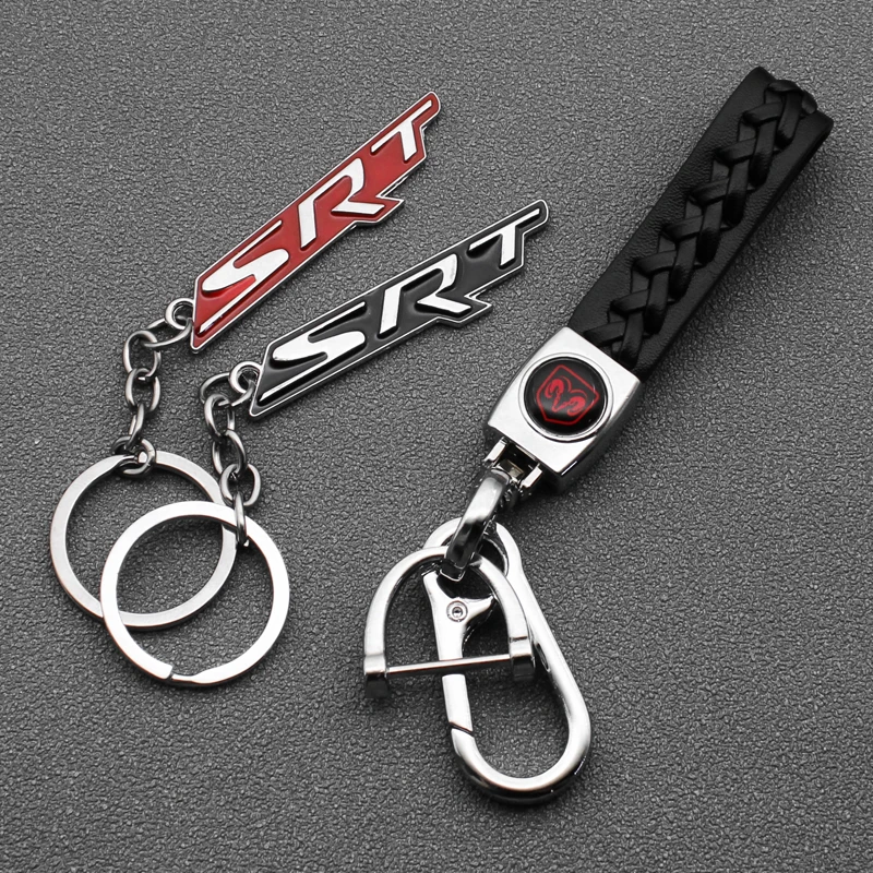 

3D Metal/Leather Car Styling Keychain For Dodge Nitro Caravan Charger Caliber Stratus Challenger Journey Ram 1500 Key Chain Ring