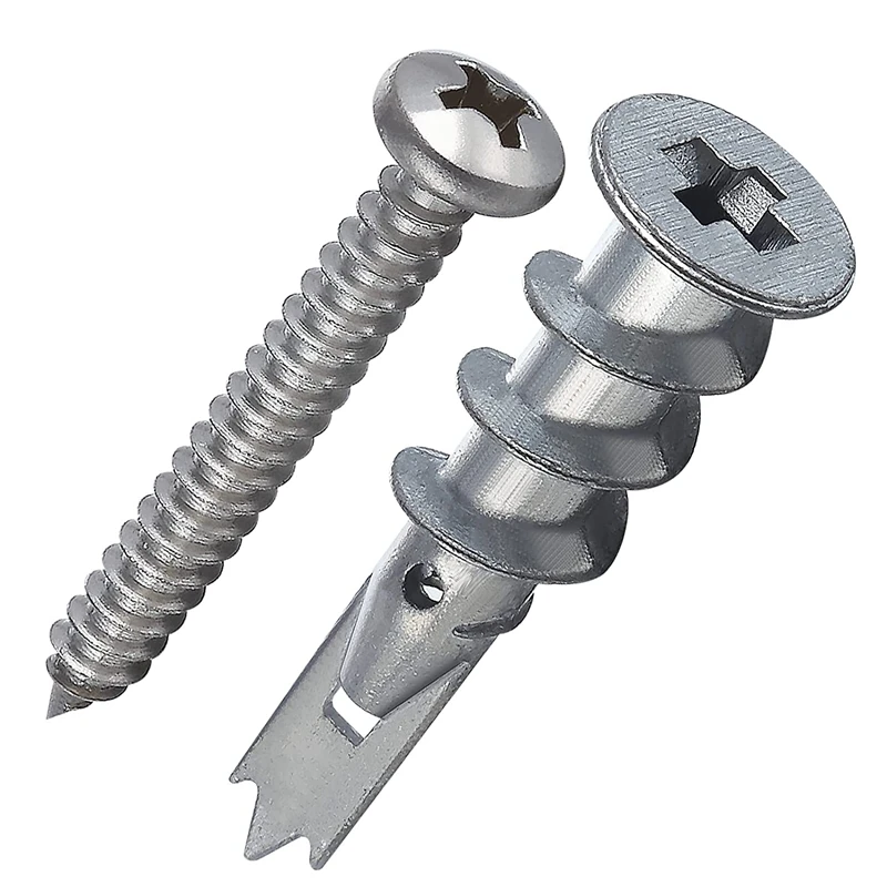 

Zinc Self-Drilling Drywall Anchors With 304 Stainless Steel Screw Kit, 60 Metal Wall Anchors And 60 1-1/2 Inch Screws