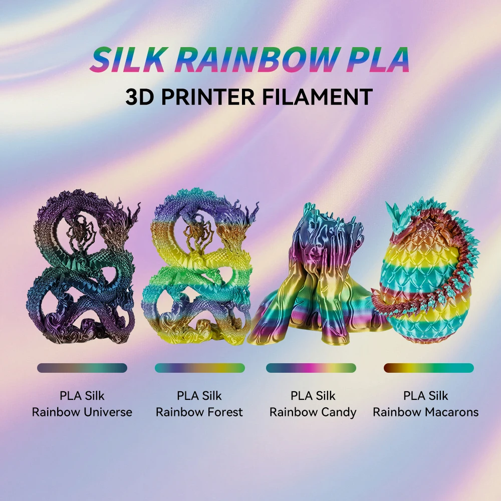 Филамент KINGROON Silk & Matt Rainbow PLA для 3D-принтеров, 1.75 мм, Liquid Light, для 3D-печати, варианты 1 кг, 4 кг, 5 кг, 10 кг (art.: 3920dbfcaa3bd) - 3920dbfcaa3bd