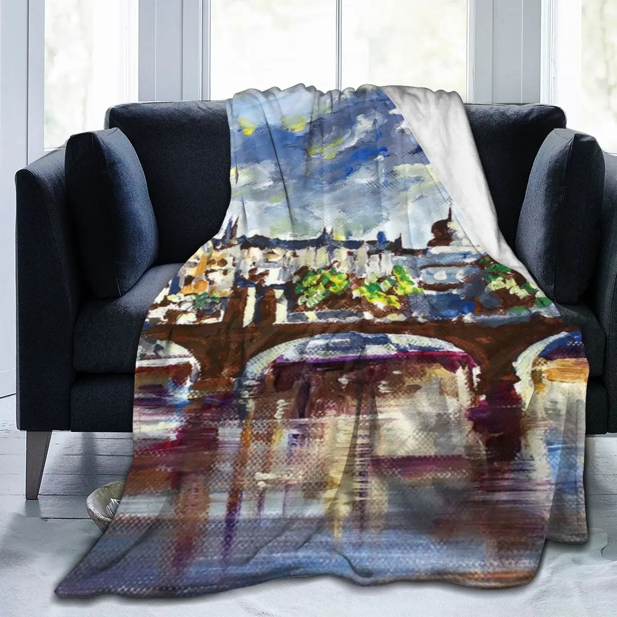 Прага весной — ультрамягкое одеяло из микрофлиса