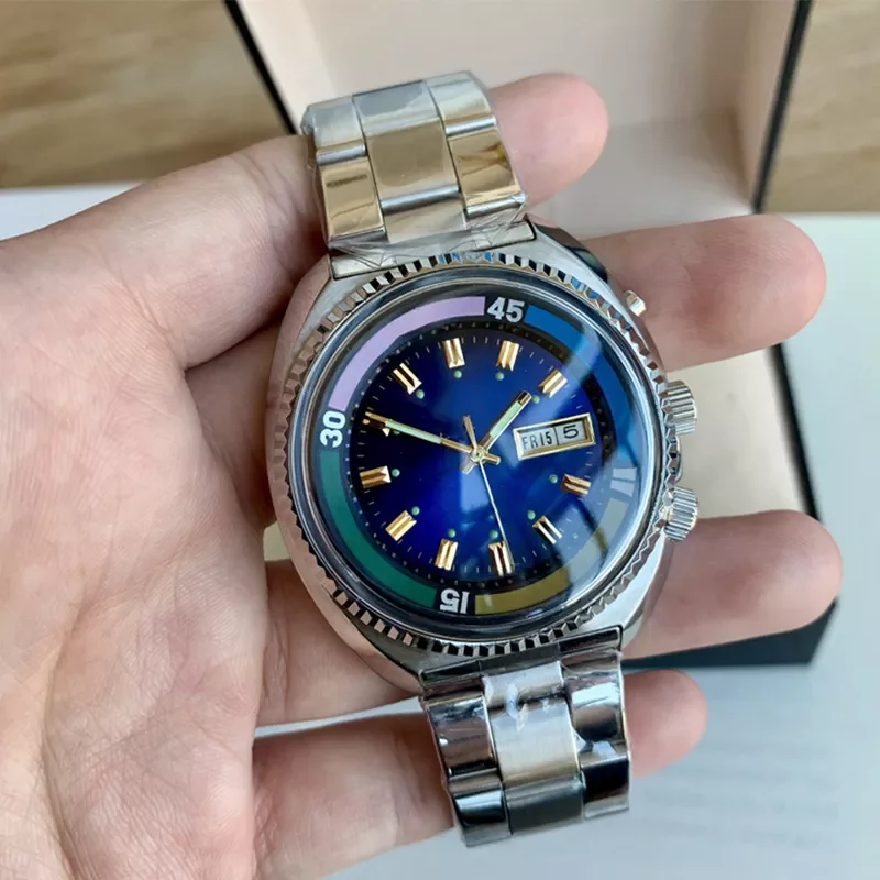 

NEW 43mm Assemble Watch Accessory Case Set Stainless Steel Strap Dial for 46941 46943 Movement Luminous Dual Calendar Hands