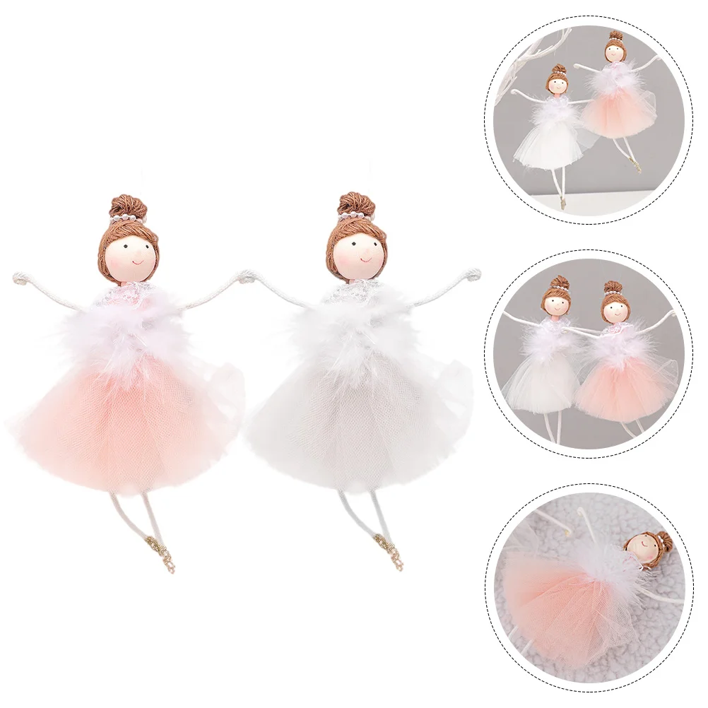 

2pcs Christmas Plush Ballet Girl Shape Pendants Xmas Tree Hanging Ornaments