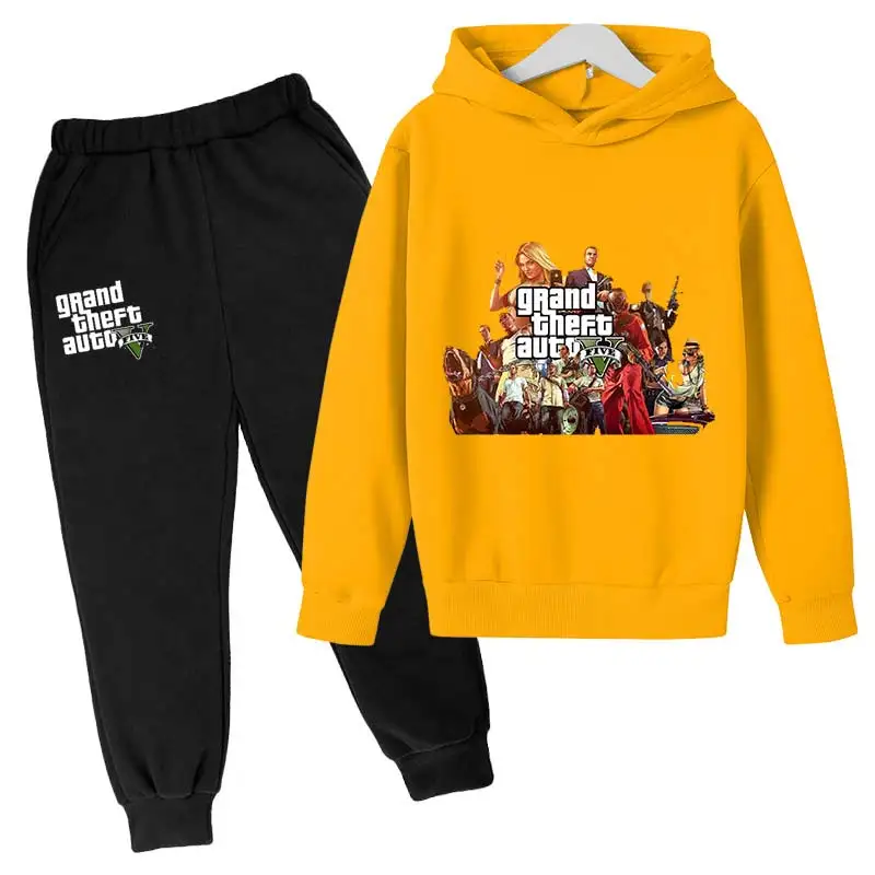 

Gta 5 Hoodie and Pants 2PCS Set Toddler Clothing Baby Girls Kids Boys Sweatshirt Set For 4-14 Year Old Teenagers