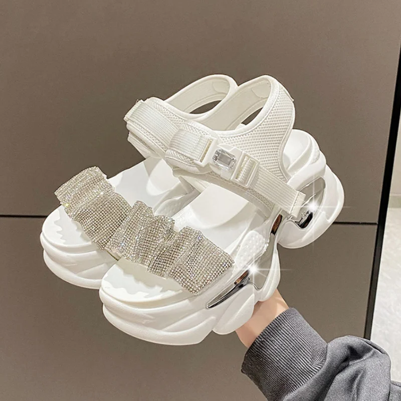 

Bling Women's Summer Sandals 9CM Wedges Chunky Slippers High Platform Flip-Flops Open Toed Beach Shoes Slides Sandals