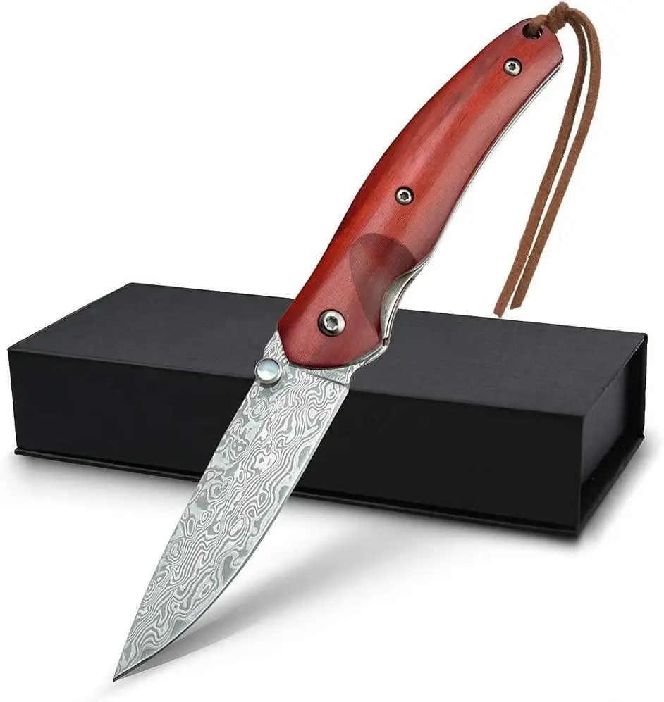 

Premium Handmade Ourdoor Knife 167 Layers VG10 Real Damascus Blade Rosewood Handle Super Sharp Gift Box EDC Camping Fishing