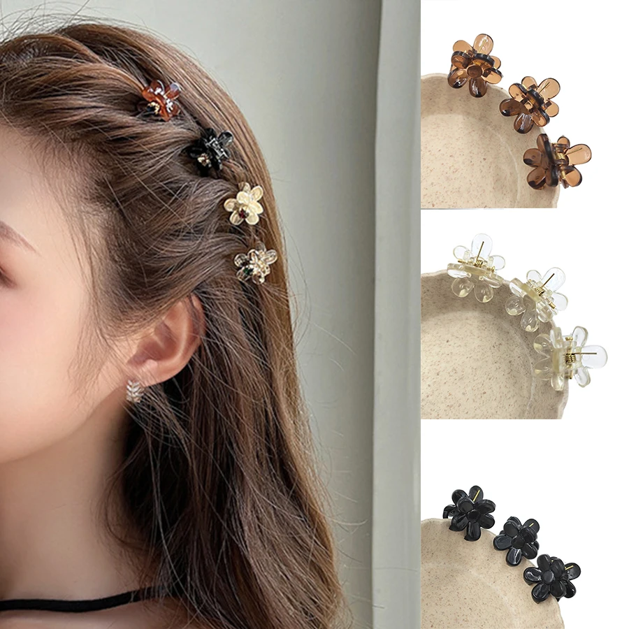 

3 шт./1 шт. корейский цветок мини захват зажим прозрачные милые заколки для волос для женщин девочек краб для волос головной убор конский хвос...