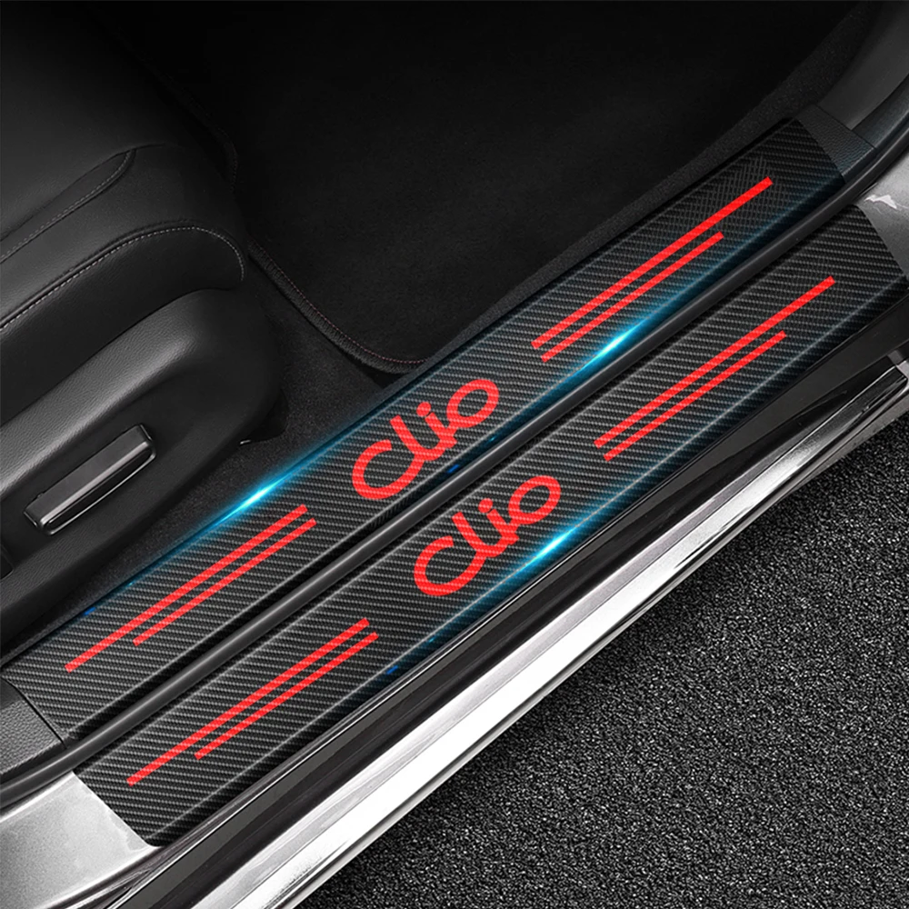 

4Pcs for Renault Clio 2 3 4 5 Sport RS Line 2021 - 1998 Anti Scratch Carbon Fiber Car Door Threshold Sill Sticker Accessories
